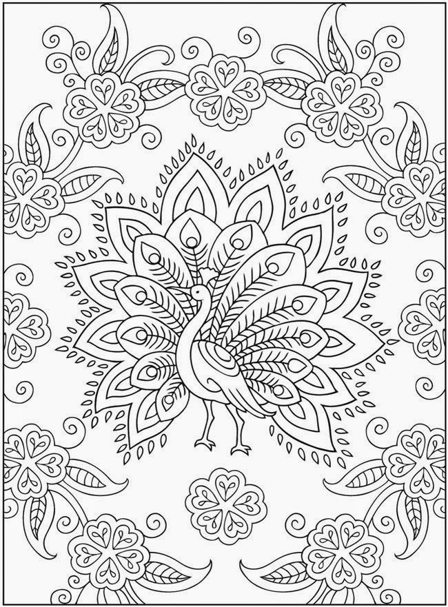 Coloriage antistress avec un motif floral complexe et des formes géométriques