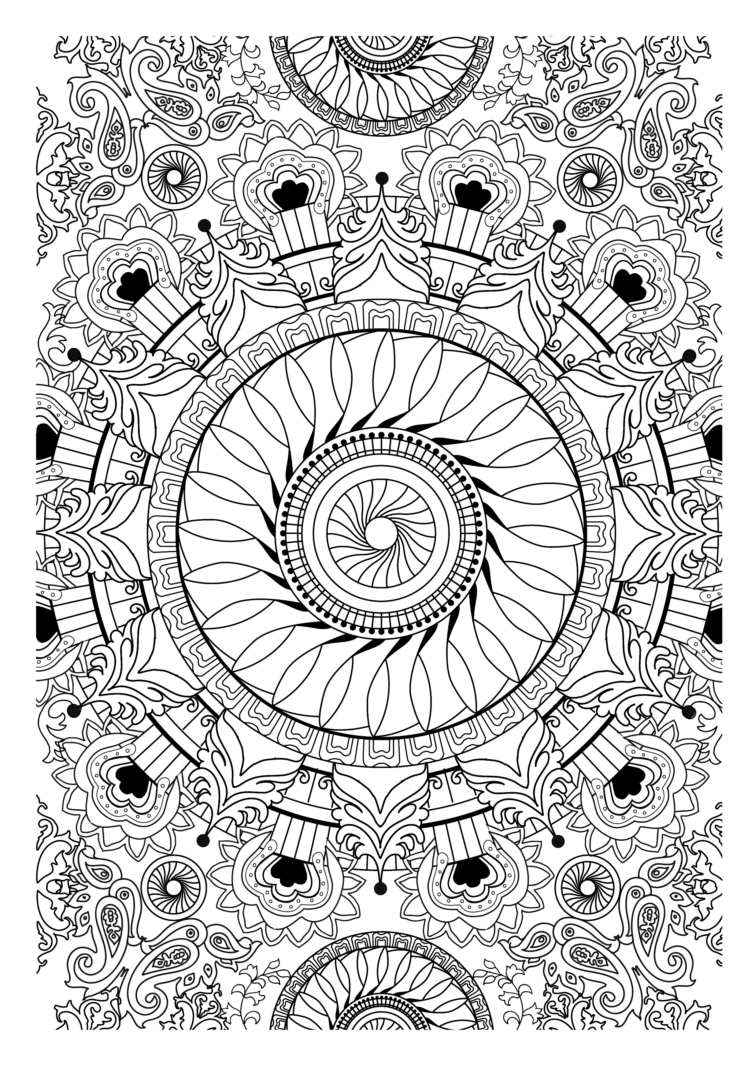 Coloriage antistress avec motifs géométriques et floraux Coloriage antistress avec motifs géométriques et floraux