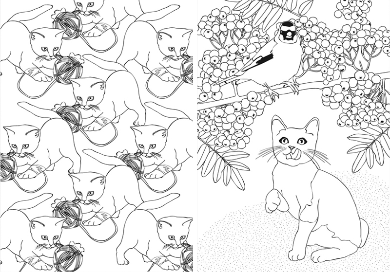 Coloriage antistress d'un motif abstrait avec formes géométriques et lignes fluides