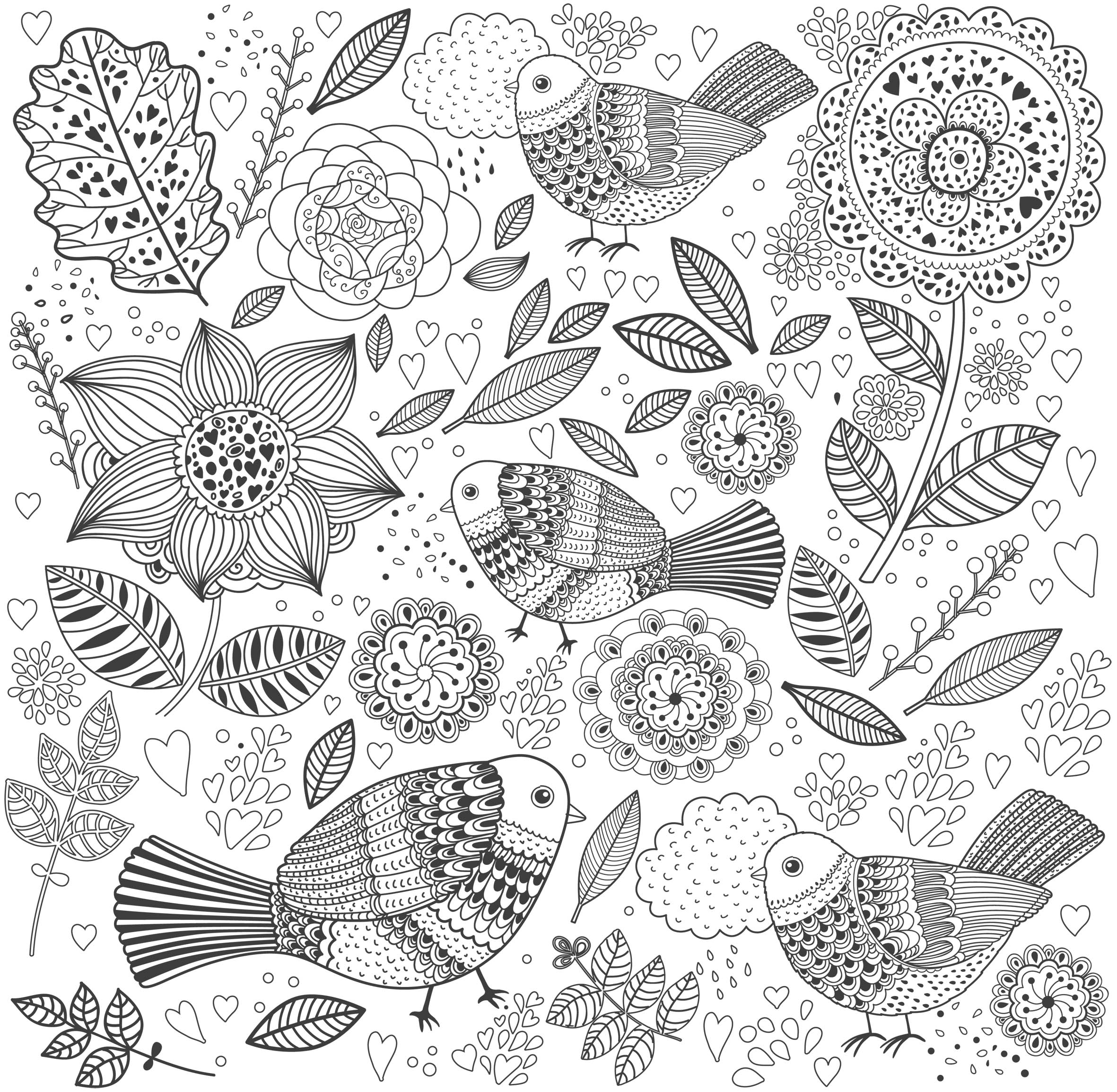 Coloriage antistress de motifs floraux et géométriques entrelacés Coloriage antistress de motifs floraux et géométriques entrelacés