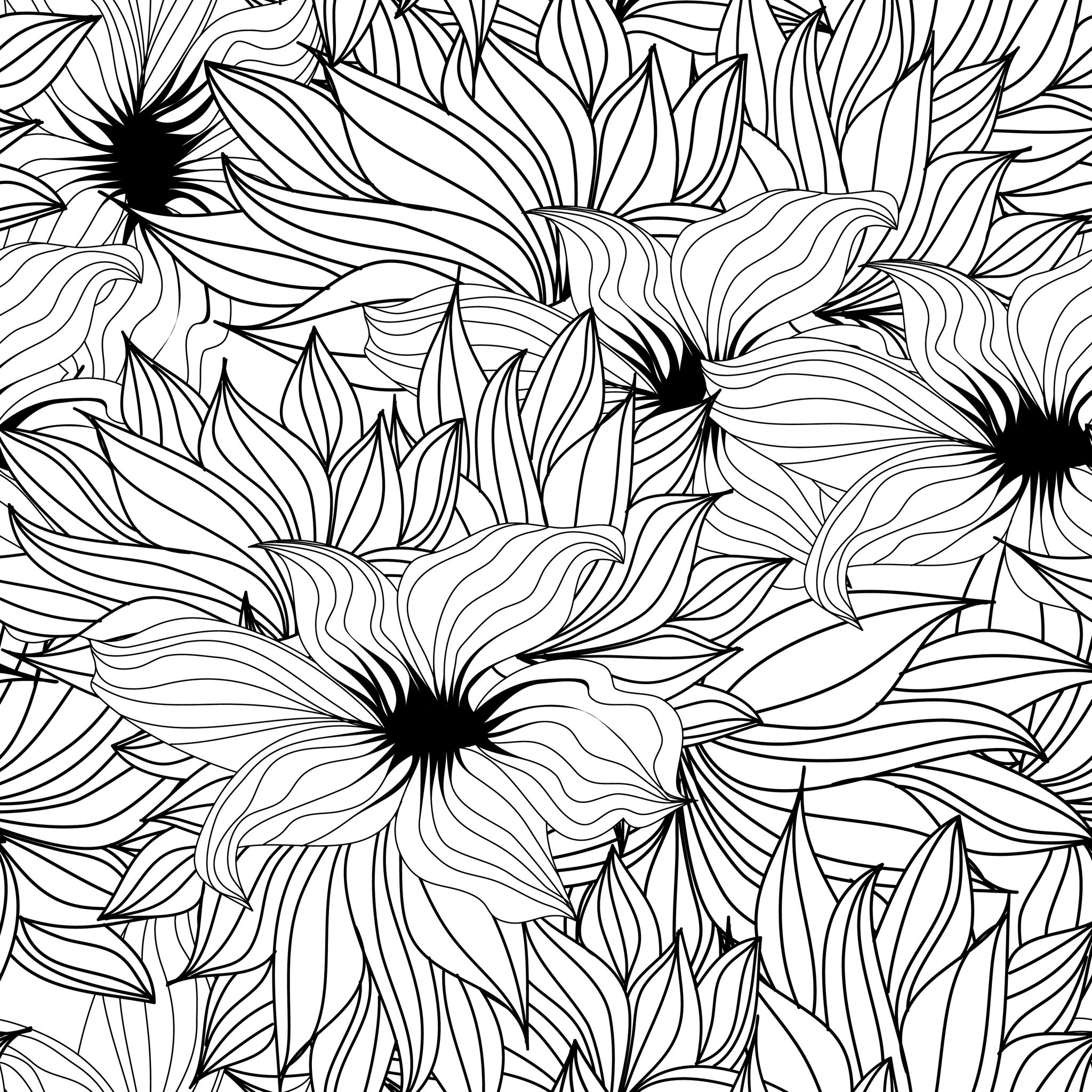 Coloriage antistress représentant un mandala floral complexe Coloriage antistress représentant un mandala floral complexe