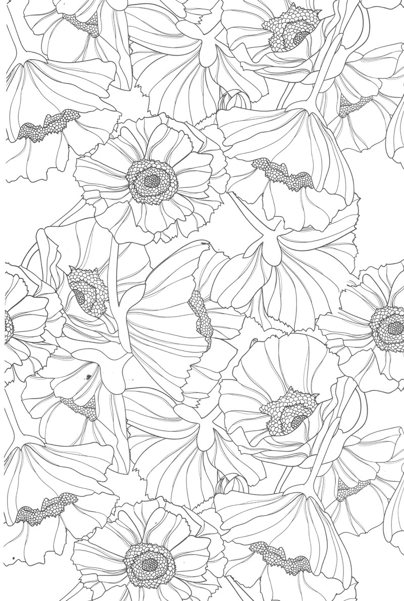 Coloriage antistress avec motifs floraux entrelacés