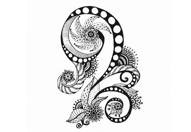Coloriage antistress d'un mandala complexe avec motifs floraux et géométriques