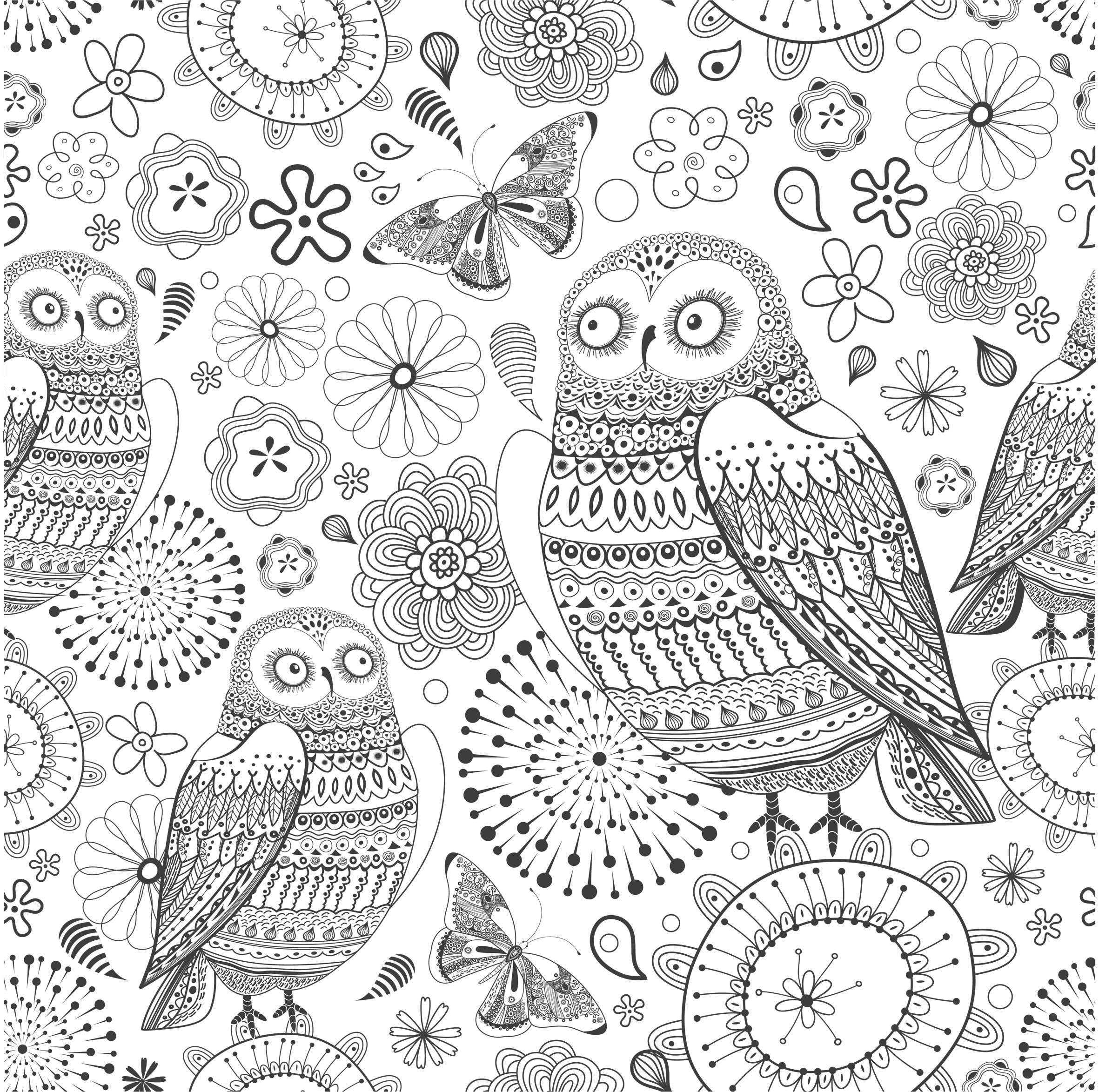 Coloriage antistress avec motifs floraux et géométriques