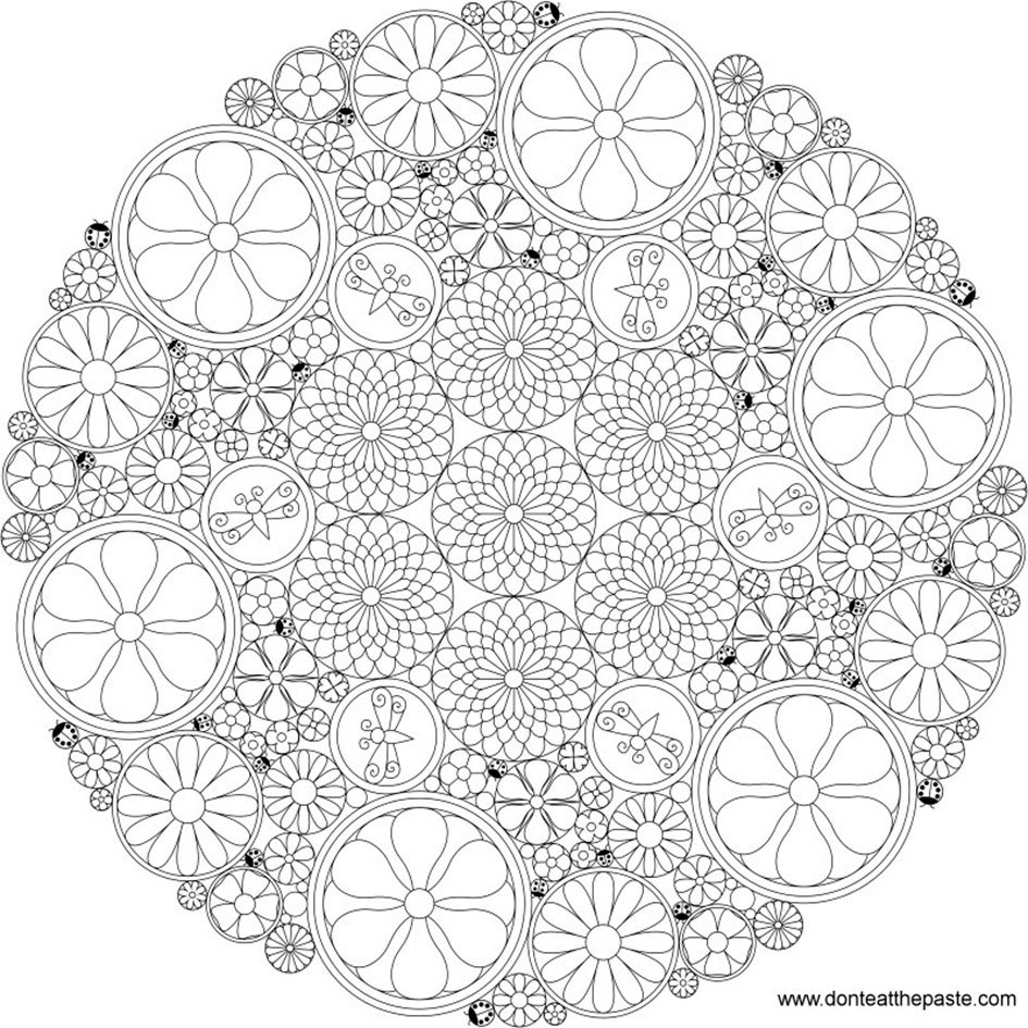 Coloriage antistress avec motifs floraux et géométriques