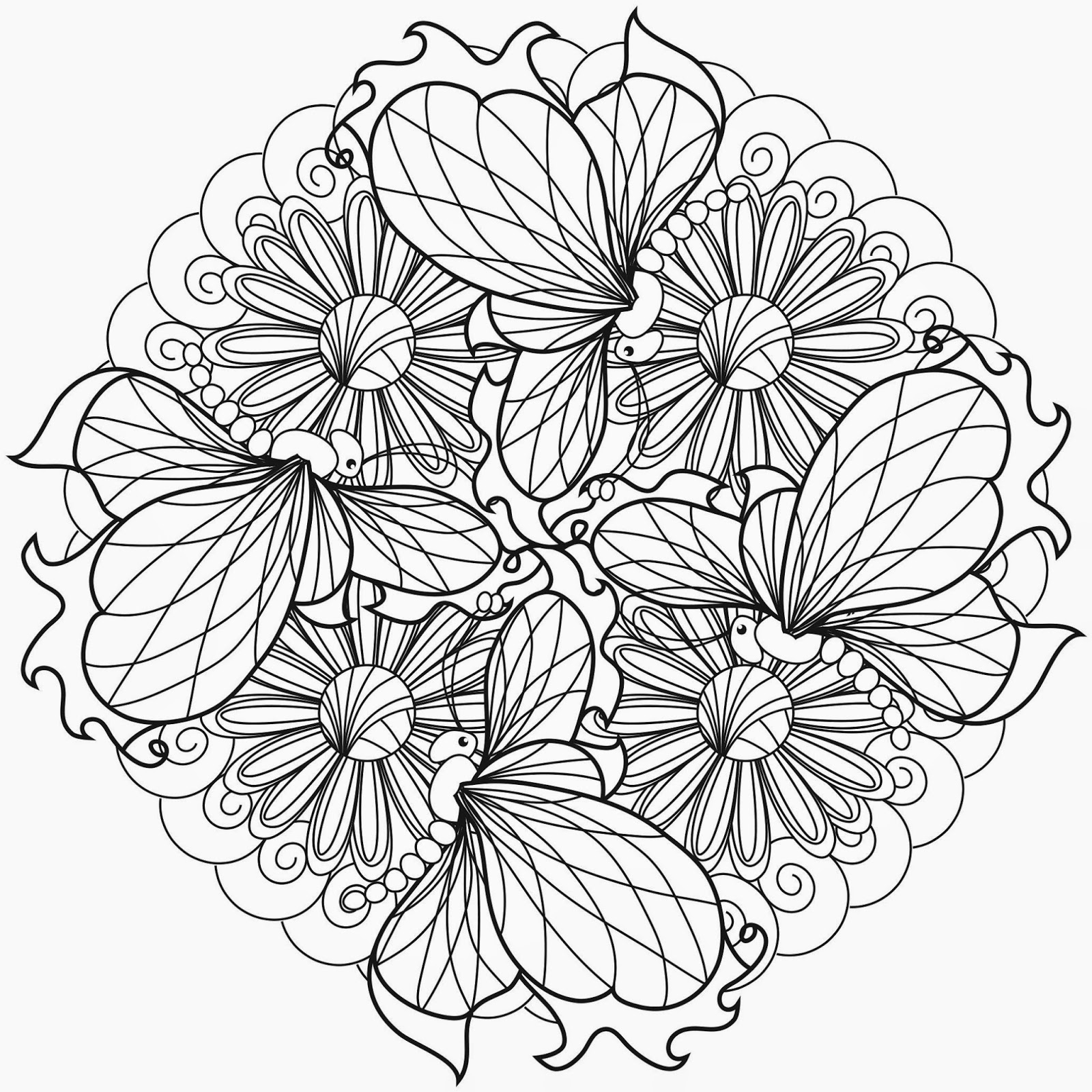 Coloriage antistress avec motifs floraux et géométriques
