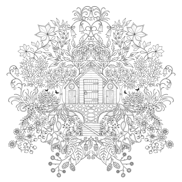 Coloriage d'un motif antistress avec des formes géométriques et des motifs floraux