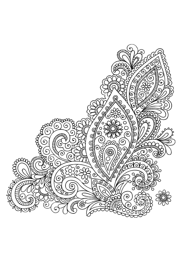Coloriage antistress avec motifs floraux et géométriques
