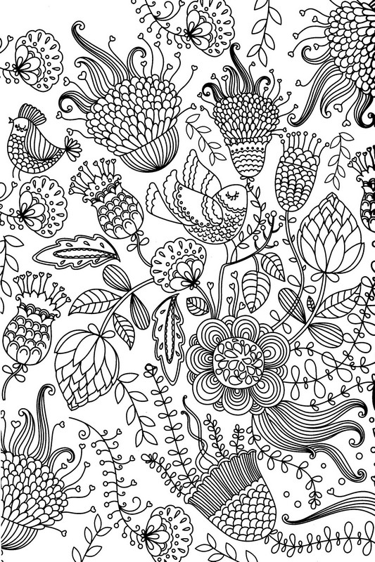 Coloriage antistress : motifs floraux et géométriques entrelacés