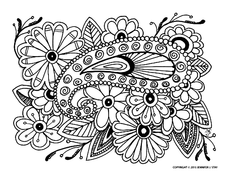 Coloriage antistress d'un motif floral complexe avec formes géométriques