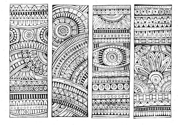 Coloriage antistress de motifs floraux et géométriques entrelacés
