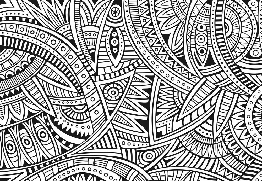 Un coloriage antistress avec des motifs géométriques et floraux Un coloriage antistress avec des motifs géométriques et floraux