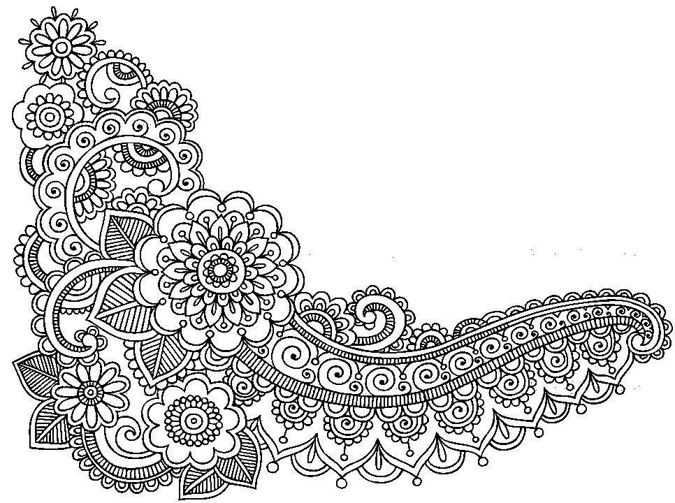 Coloriage antistress avec motifs floraux et géométriques