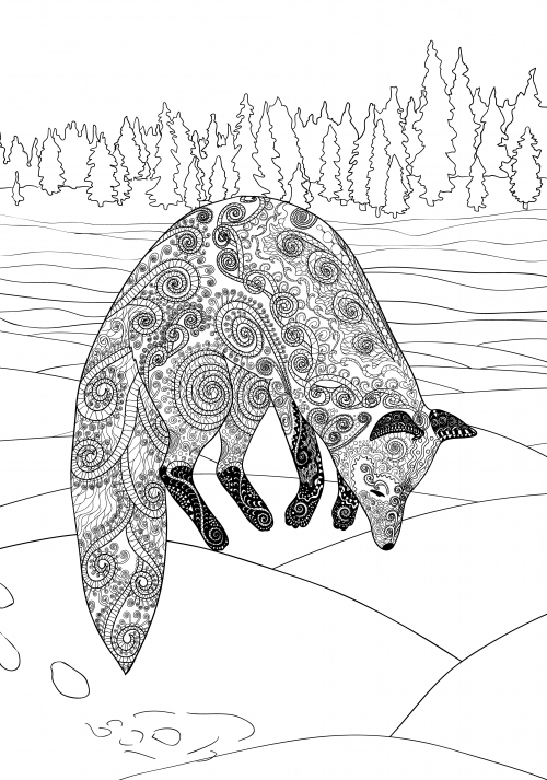 Coloriage antistress avec un motif florale et géométrique