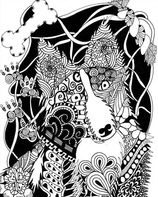 Coloriage antistress avec motifs géométriques et floraux