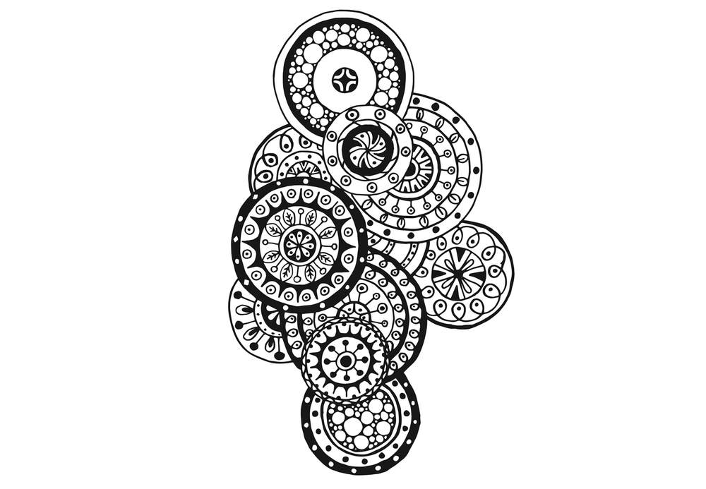 Coloriage antistress présentant un mandala floral complexe
