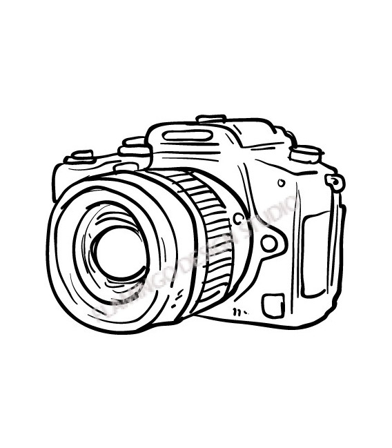 Coloriage d'un appareil photo vintage sur fond simple Coloriage d'un appareil photo vintage sur fond simple