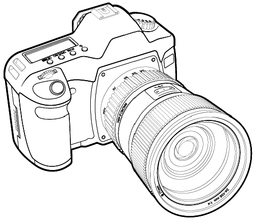 Coloriage d'un appareil photo sur fond simple Coloriage d'un appareil photo sur fond simple