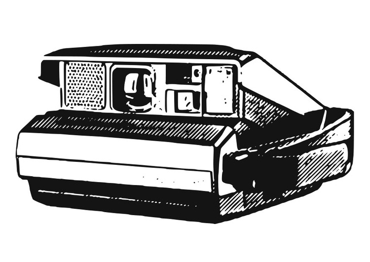 Coloriage d'un appareil photo vintage sur fond simple Coloriage d'un appareil photo vintage sur fond simple