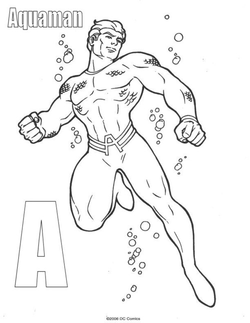 Coloriage d'Aquaman en pleine action sous l'eau