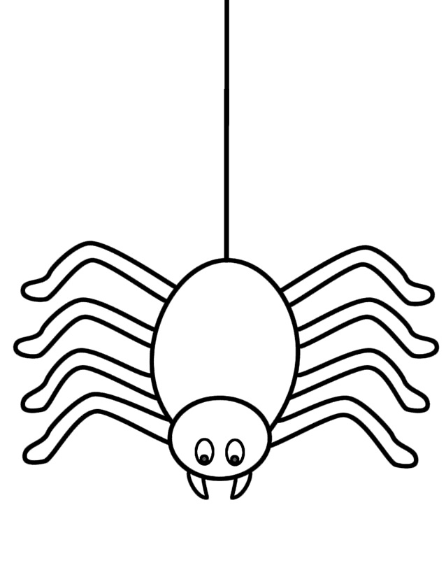 Coloriage d'une araignée suspendue dans sa toile