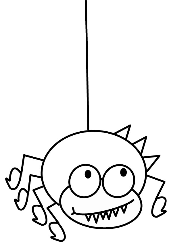Coloriage d'une araignée suspendue dans sa toile
