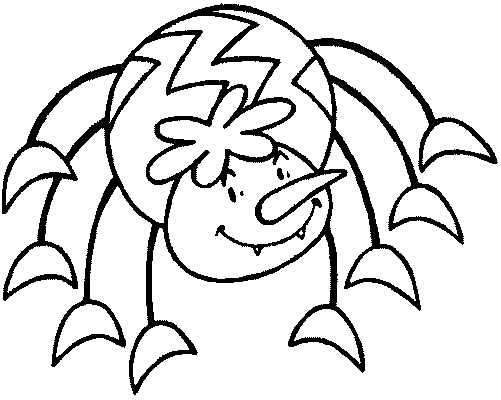 Coloriage d'une araignée suspendue dans sa toile
