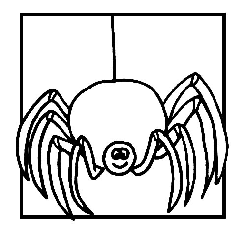 Coloriage d'une araignée suspendue dans sa toile