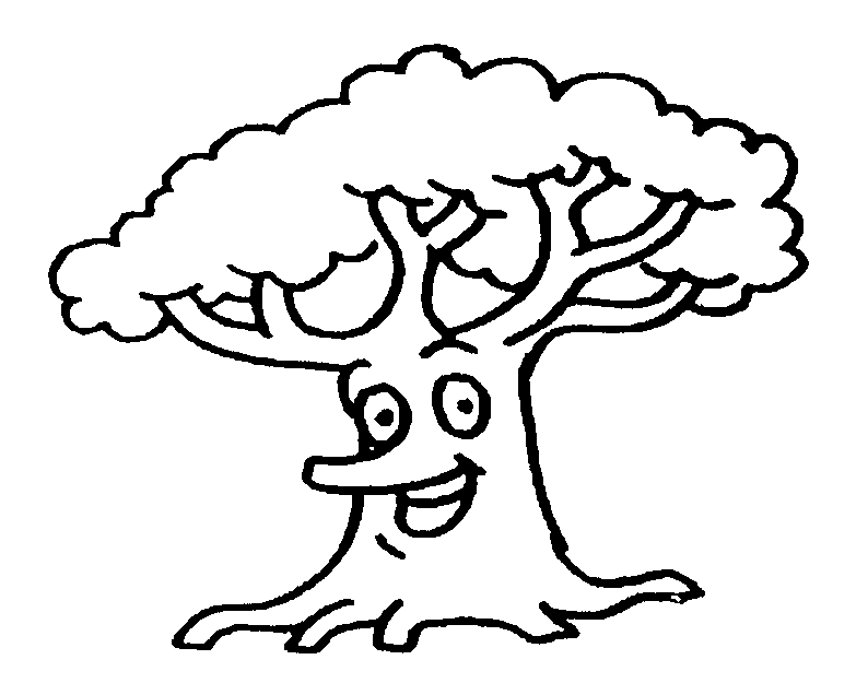 Coloriage d'un arbre majestueux entouré d'éléments naturels