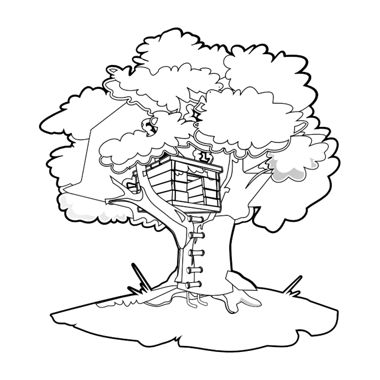 Coloriage d'un arbre majestueux avec des détails naturels