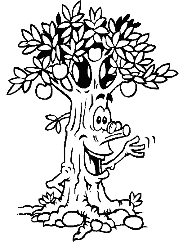 Coloriage d'un arbre majestueux avec feuillage luxuriant