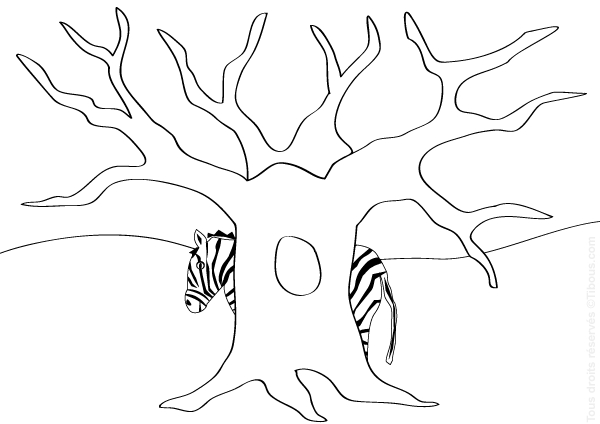 Coloriage d'un arbre majestueux avec des feuilles et des racines détaillées Coloriage d'un arbre majestueux avec des feuilles et des racines détaillées