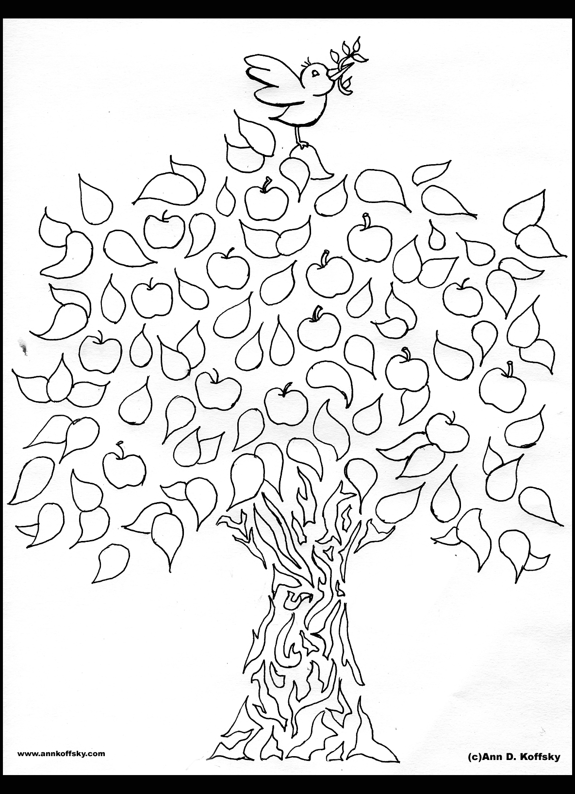 Coloriage d'un arbre majestueux sur fond de paysage naturel Coloriage d'un arbre majestueux sur fond de paysage naturel