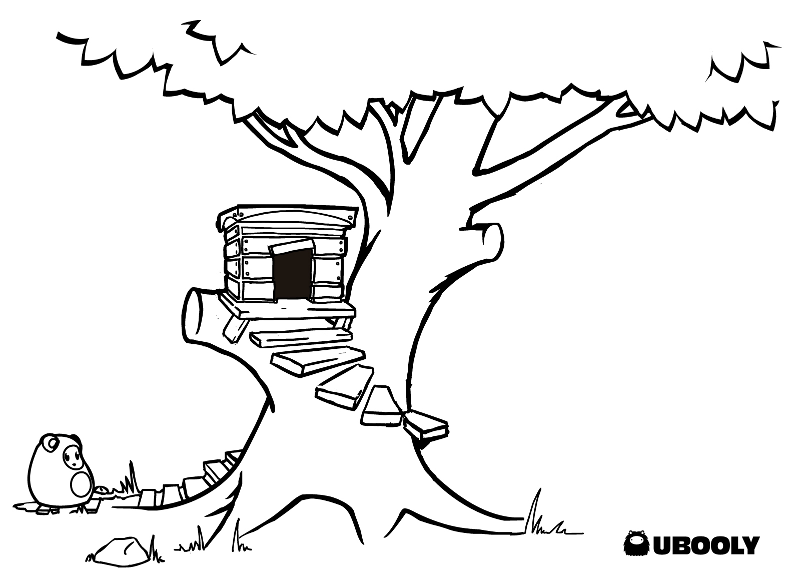 Coloriage d'un majestueux arbre sous un ciel dégagé Coloriage d'un majestueux arbre sous un ciel dégagé