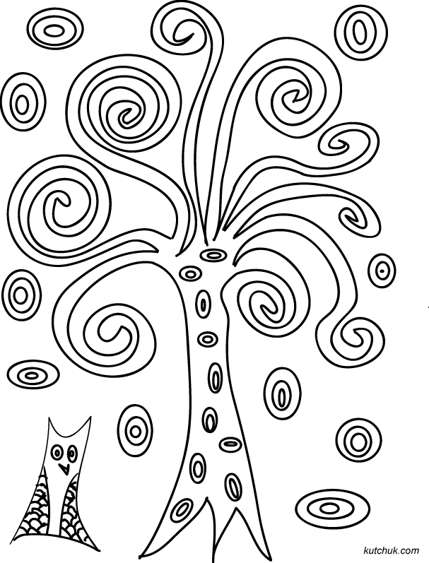 Coloriage d'un grand arbre avec un fond de paysage