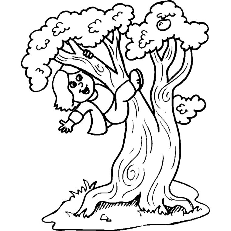 Coloriage d'un arbre majestueux avec un paysage naturel