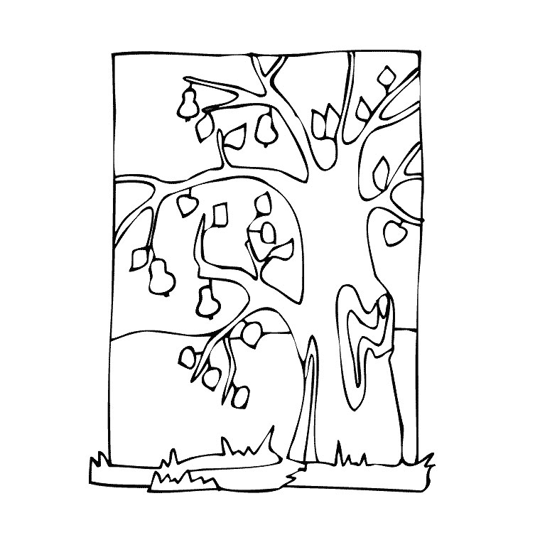 Coloriage d'un arbre majestueux avec ses branches et feuilles luxuriantes