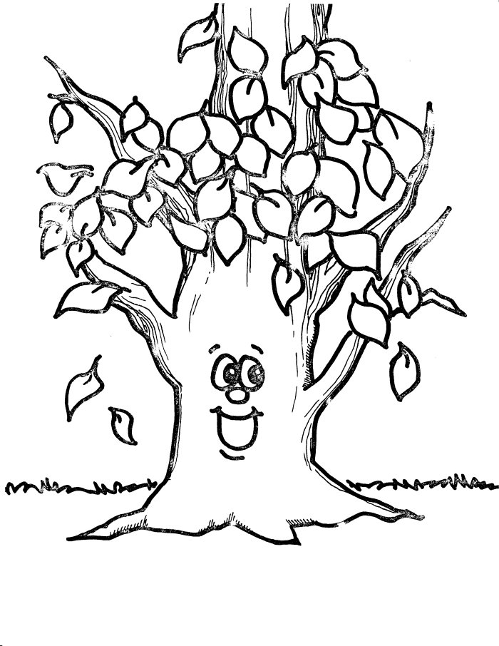 Coloriage d'un arbre majestueux entouré de détails naturels