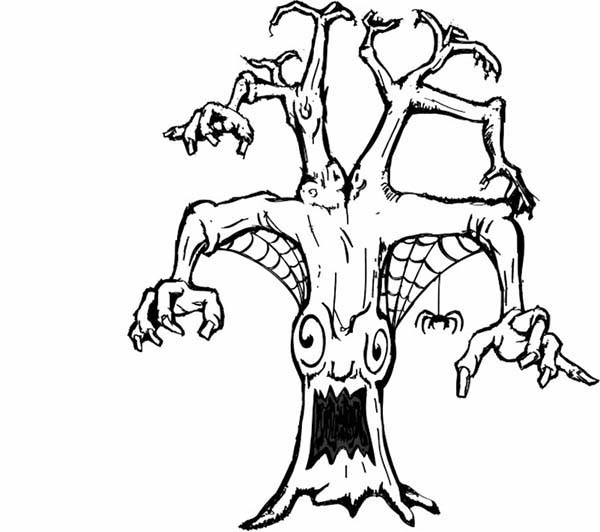 Coloriage d'un arbre majestueux avec un paysage naturel apaisant