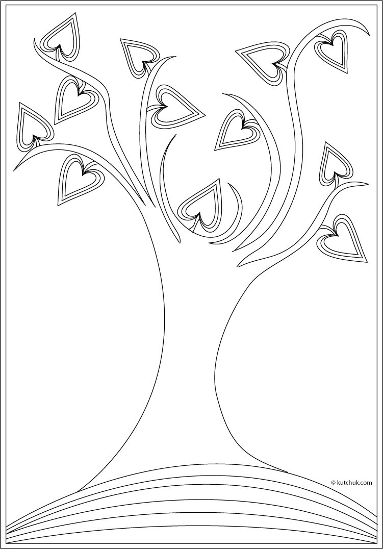 Coloriage d'un arbre majestueux avec des feuilles et des racines détaillées