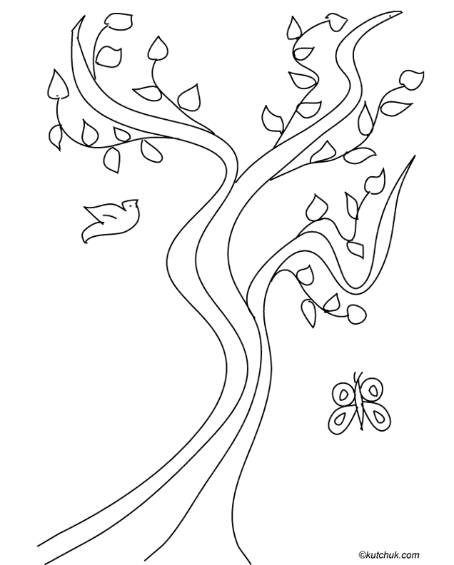 Coloriage d'un arbre majestueux avec un paysage naturel en arrière-plan Coloriage d'un arbre majestueux avec un paysage naturel en arrière-plan