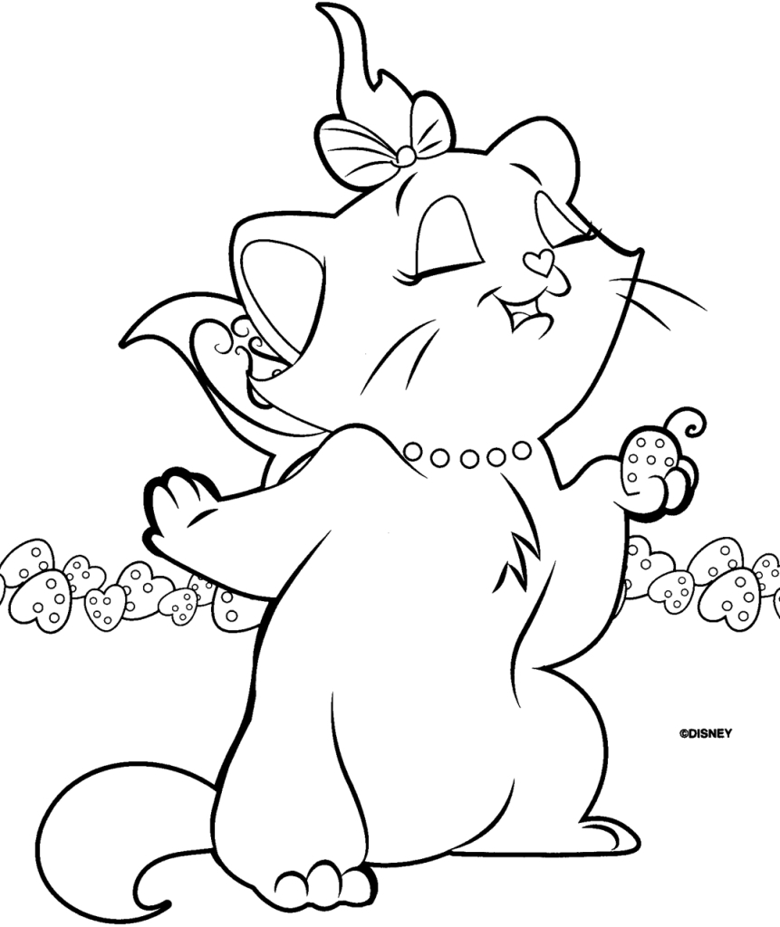 Coloriage des Aristochats : les chats en pleine aventure dans un décor parisien