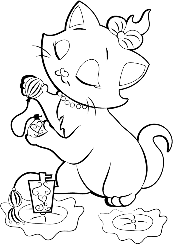 Coloriage des Aristochats avec les personnages dans une ambiance chaleureuse