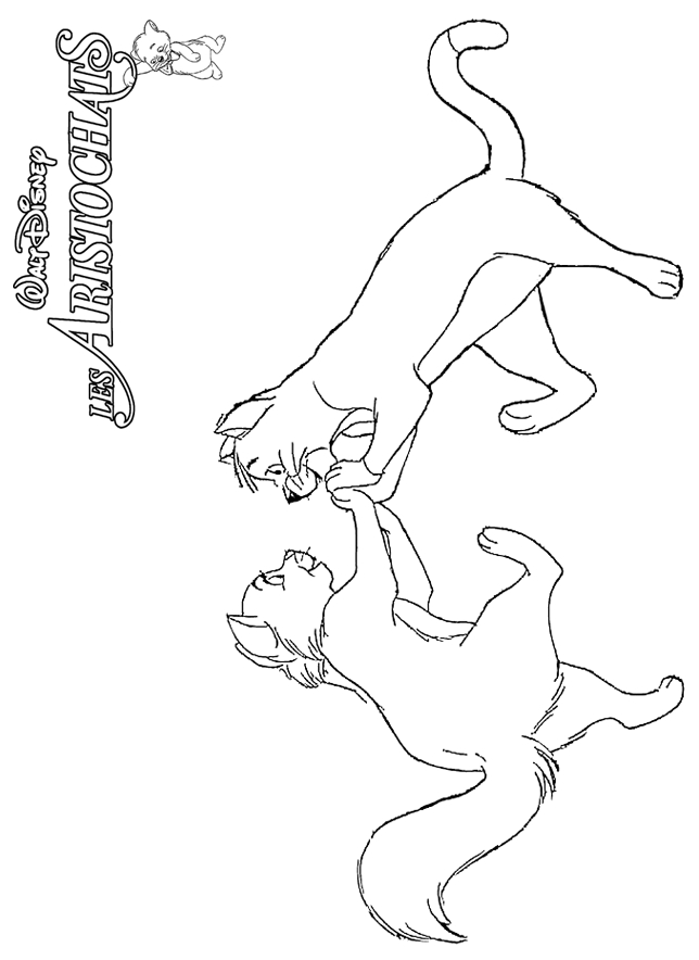 Coloriage des Aristochats : Toulouse et Berlioz en pleine aventure