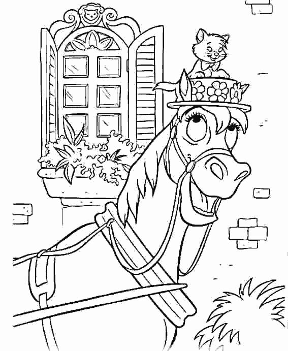 Coloriage des Aristochats : un moment de tendresse féline dans un décor parisien