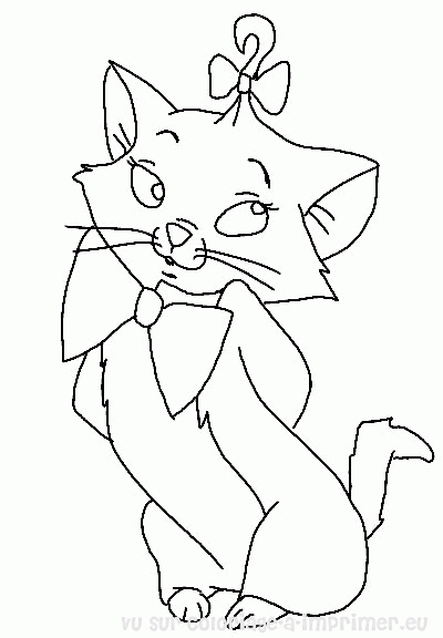 Coloriage des Aristochats : scène de chatons jouant dans un jardin