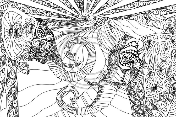 Coloriage d'une scène florale avec des motifs géométriques Coloriage d'une scène florale avec des motifs géométriques
