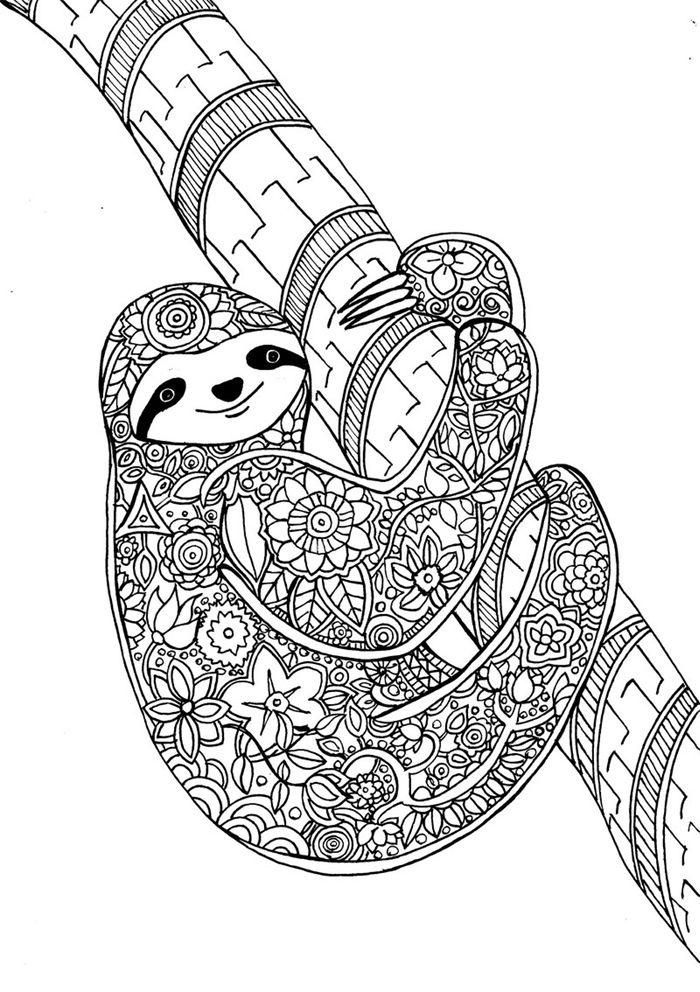 Un coloriage d'art thérapie représentant un paysage floral détaillé Un coloriage d'art thérapie représentant un paysage floral détaillé
