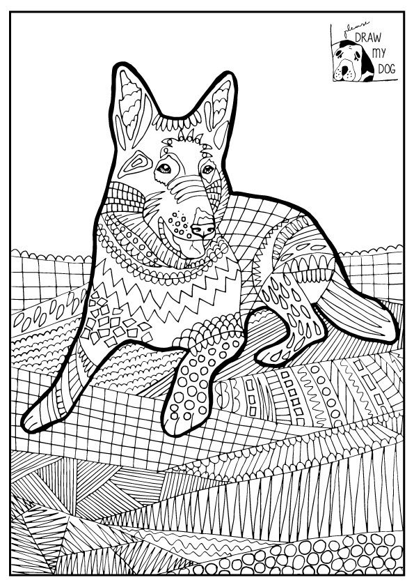 Coloriage d'une scène florale avec des motifs géométriques Coloriage d'une scène florale avec des motifs géométriques