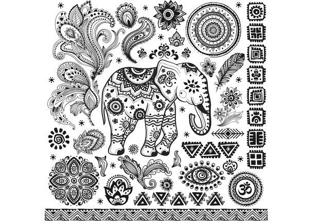 Coloriage d'un paysage naturel avec un arbre et des motifs floraux Coloriage d'un paysage naturel avec un arbre et des motifs floraux